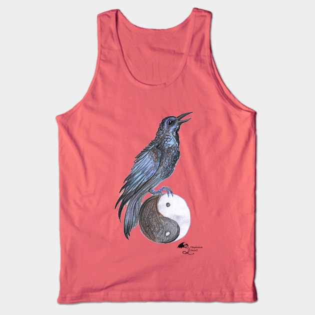 Ravens Black Bird Blackbird Raven Crow Yin Yang Ebony Fierce Tank Top by pegacorna